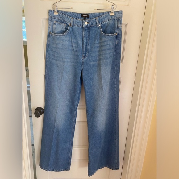 ME + EM British Luxury Designer High Rise Wide Leg Long Inseam Jean Size 32 - Picture 6 of 11